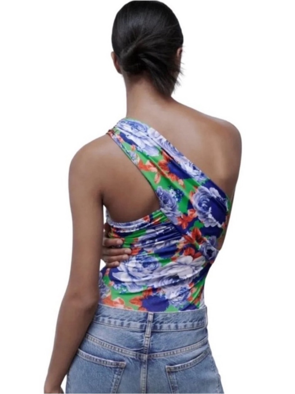 NWT Zara Floral One-Shoulder Bodysuit - Picture 3 of 10